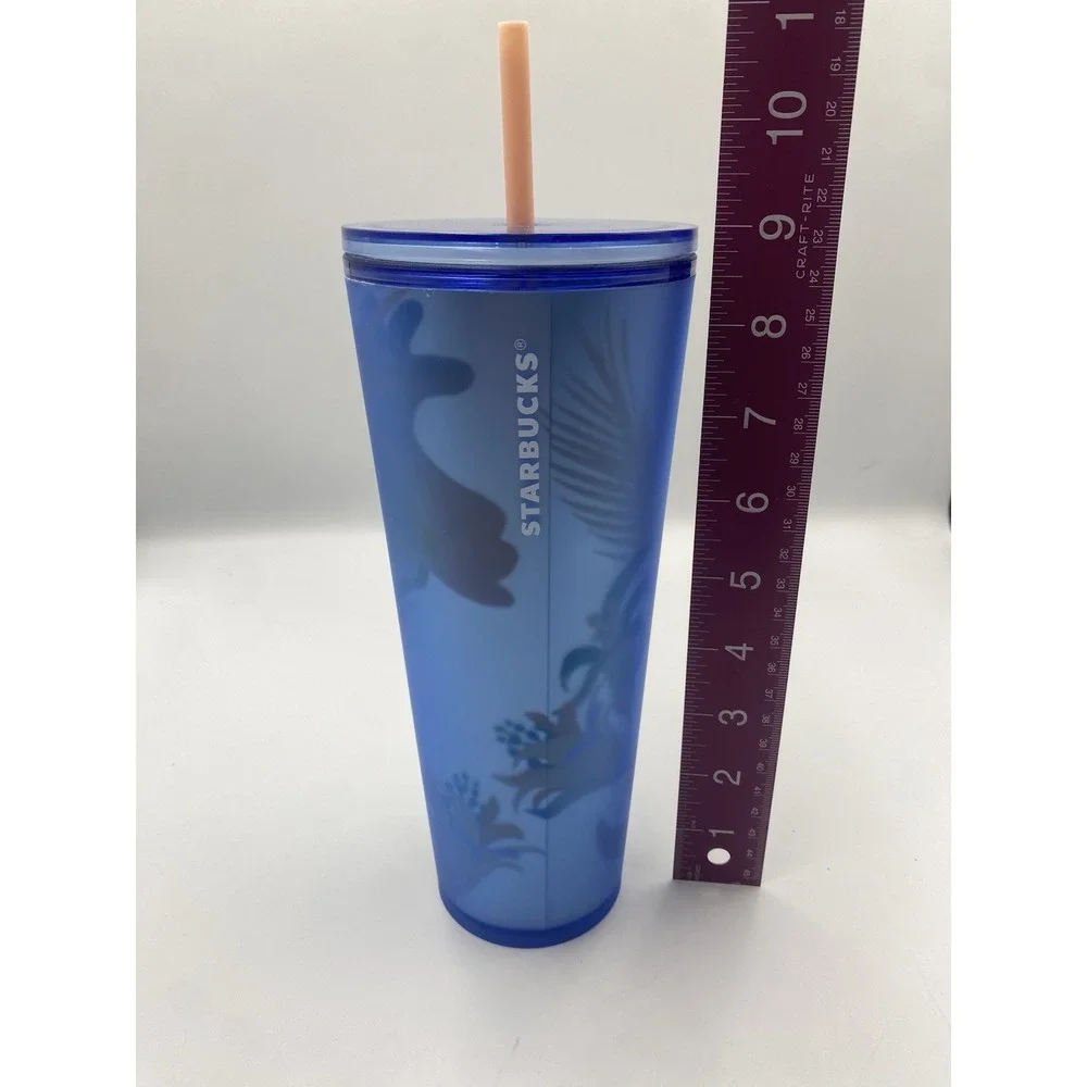 Starbucks View Through the Garden Blue Soft Touch Venti Tumbler, 24oz Very Nice!